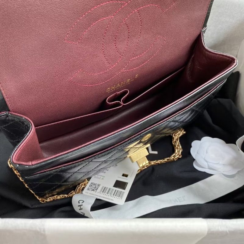 Chanel 23A Classic Medium 2.55 Flap Bag Black Distressed Calfskin Gold Hardware - Image 8