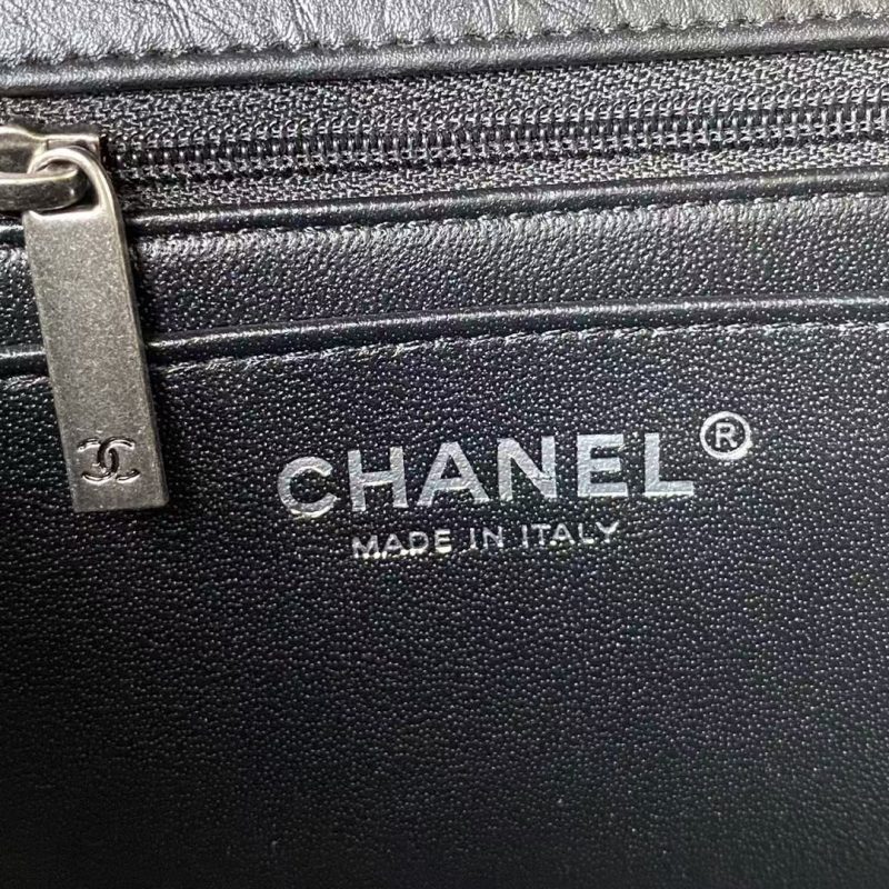 Chanel 23A Classic Mini 2.55 Flap Bag Black Distressed Calfskin Ruthenium Hardware - Image 9