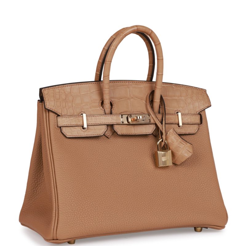 Hermes Birkin 25 Chai Matte Alligator and Togo Touch Permabrass Hardware - Image 2