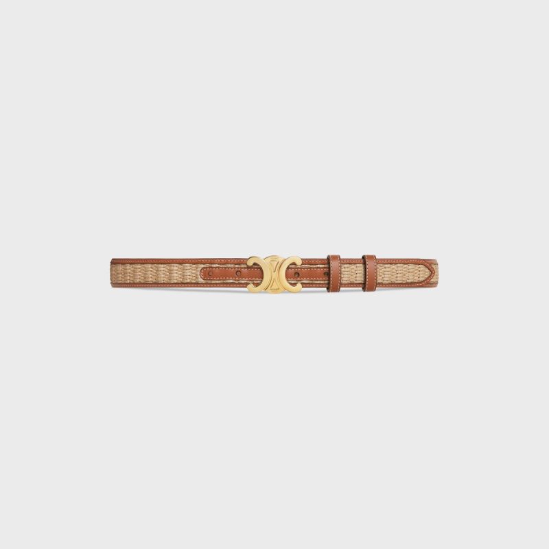 MEDIUM TRIOMPHE BELT in Textile WITH RAFFIA EFFECT and Calfskin - Image 2