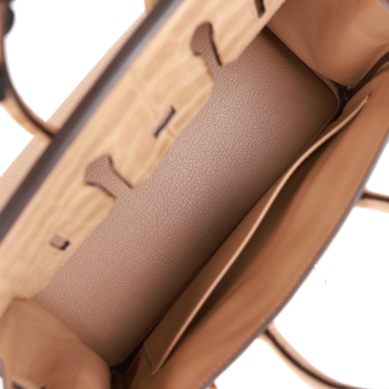 Hermes Birkin 25 Chai Matte Alligator and Togo Touch Permabrass Hardware - Image 8