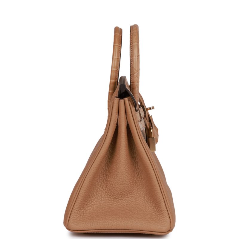 Hermes Birkin 25 Chai Matte Alligator and Togo Touch Permabrass Hardware - Image 3