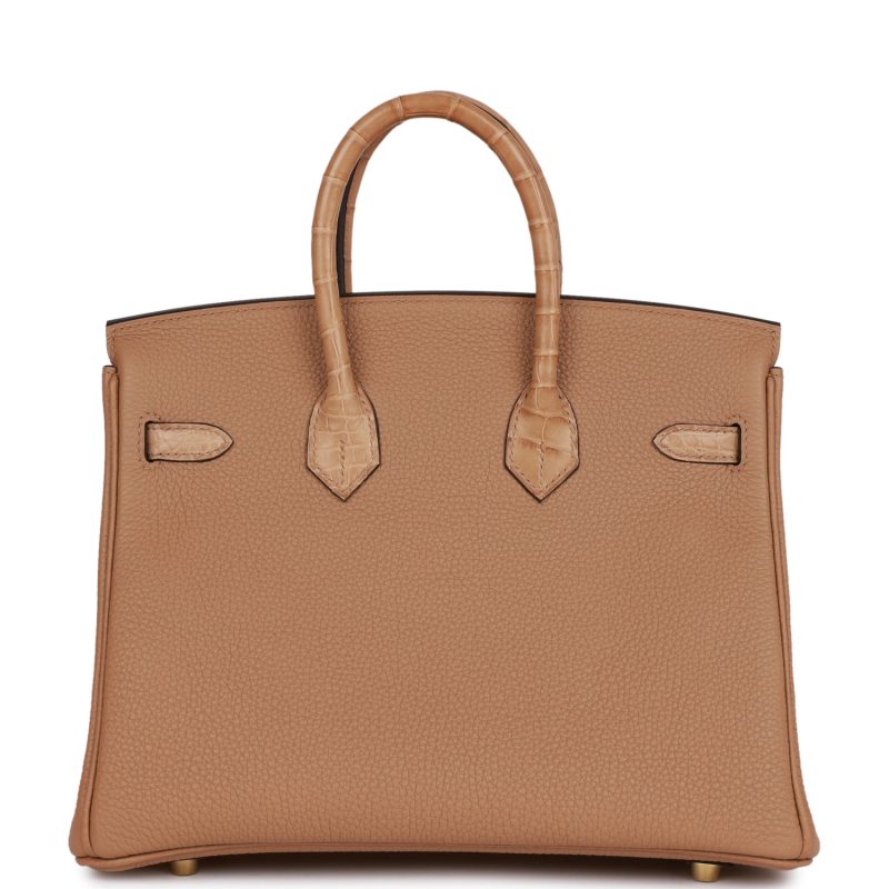 Hermes Birkin 25 Chai Matte Alligator and Togo Touch Permabrass Hardware - Image 4