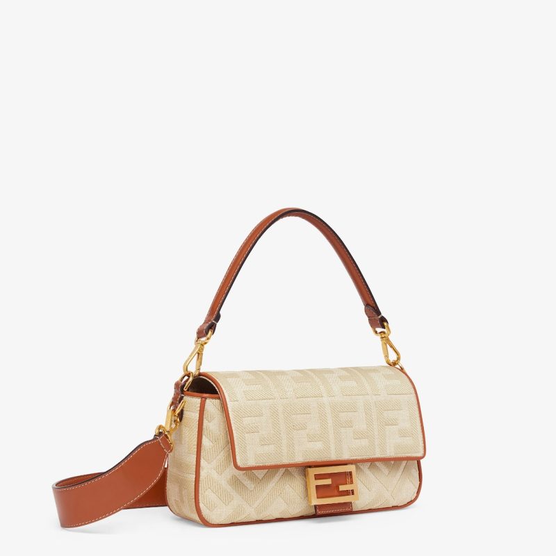 Baguette Natural Straw Bag With FF Embroidery - Image 2