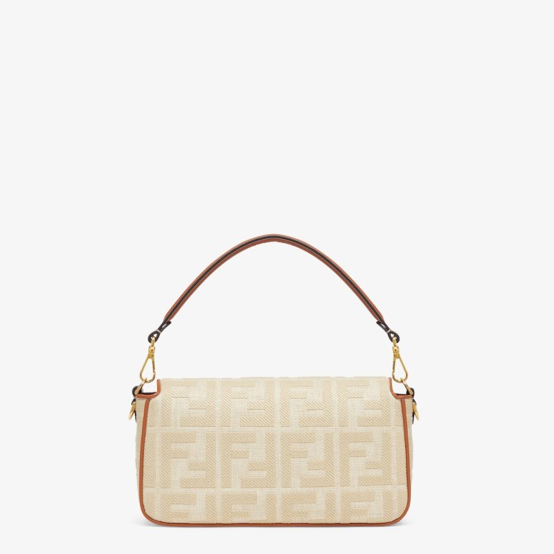 Baguette Natural Straw Bag With FF Embroidery - Image 3