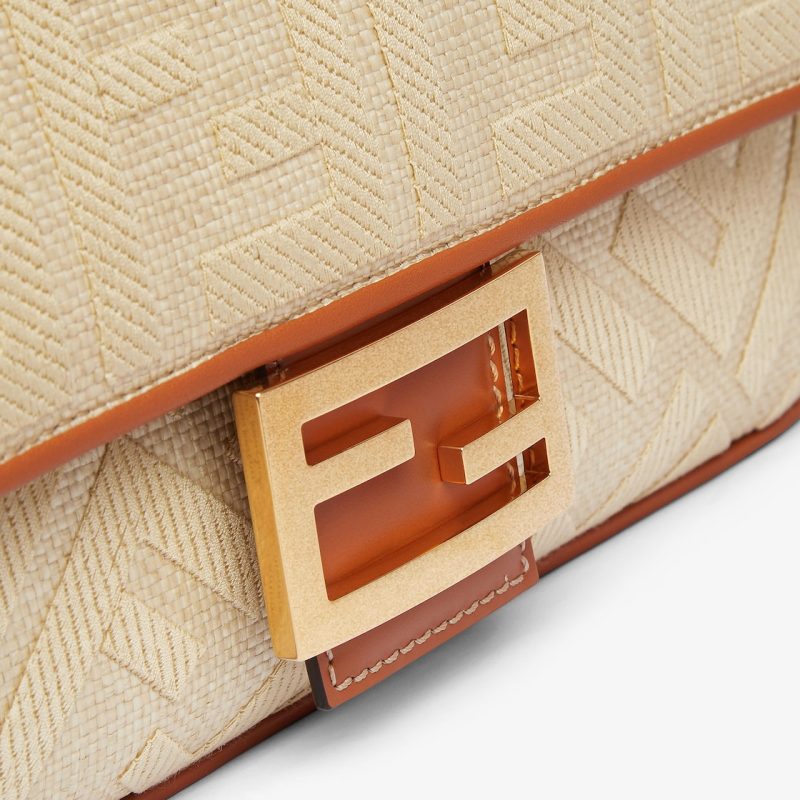 Baguette Natural Straw Bag With FF Embroidery - Image 5