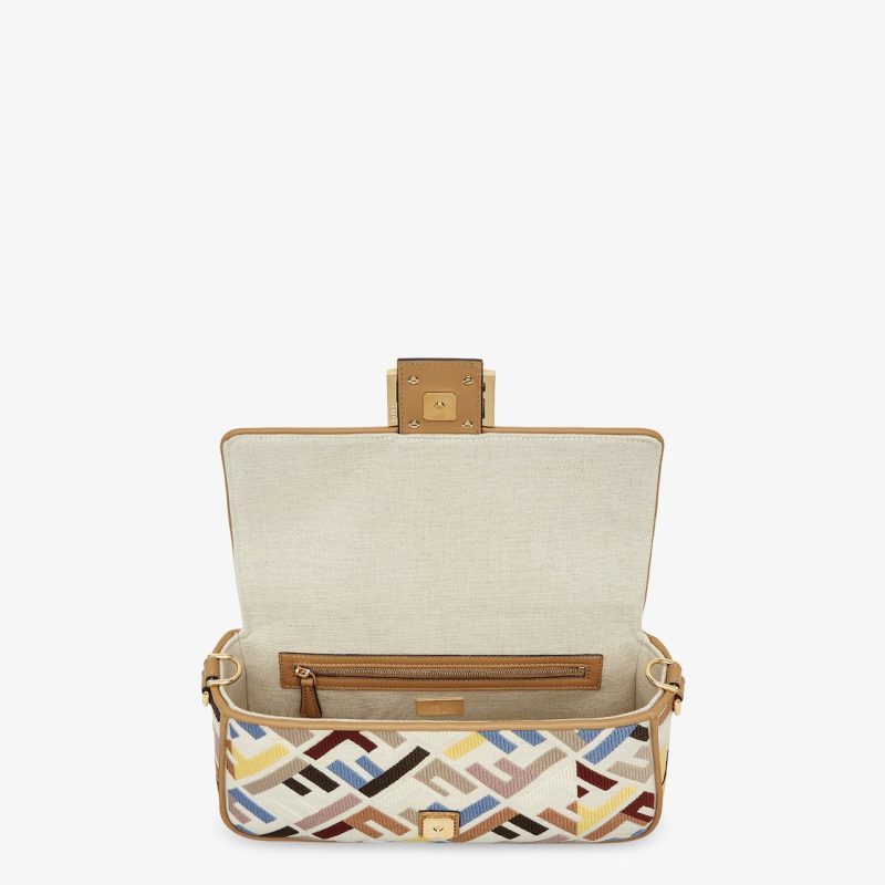 Baguette Canvas Bag With Multicolor FF Embroidery New - Image 4