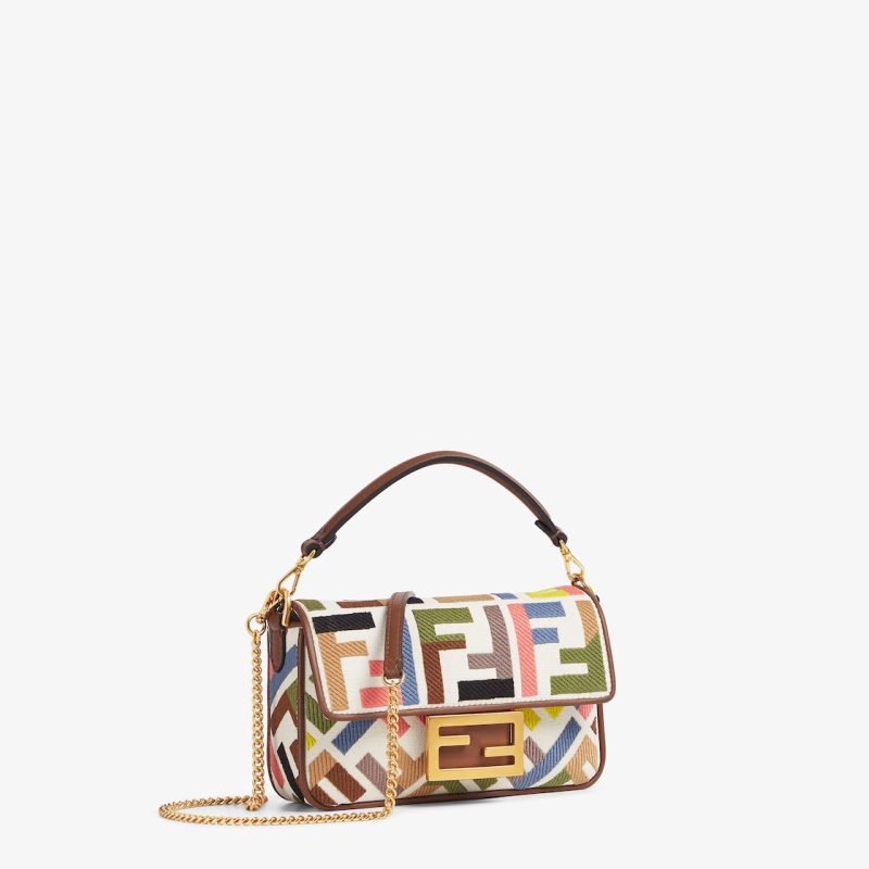 Baguette Mini Canvas Bag With Multicolor FF Embroidery - Image 2