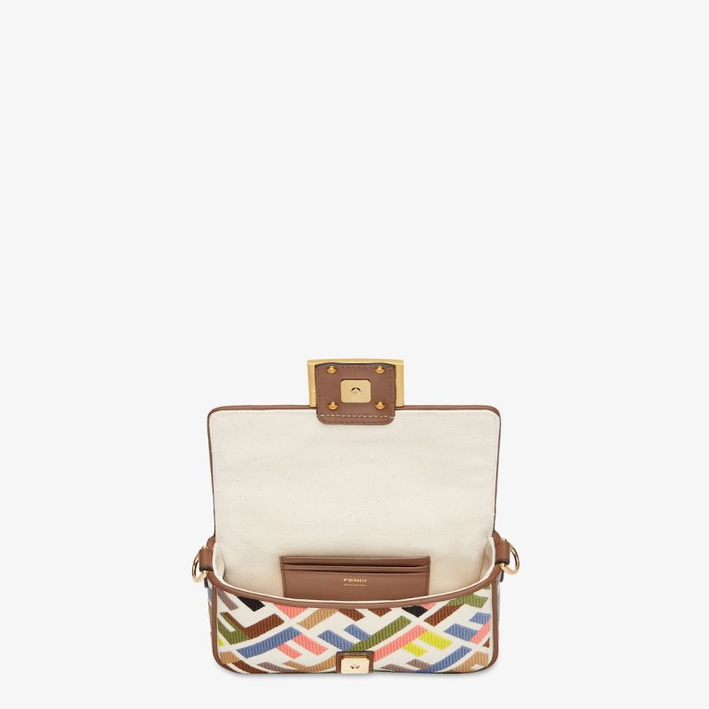Baguette Mini Canvas Bag With Multicolor FF Embroidery - Image 4