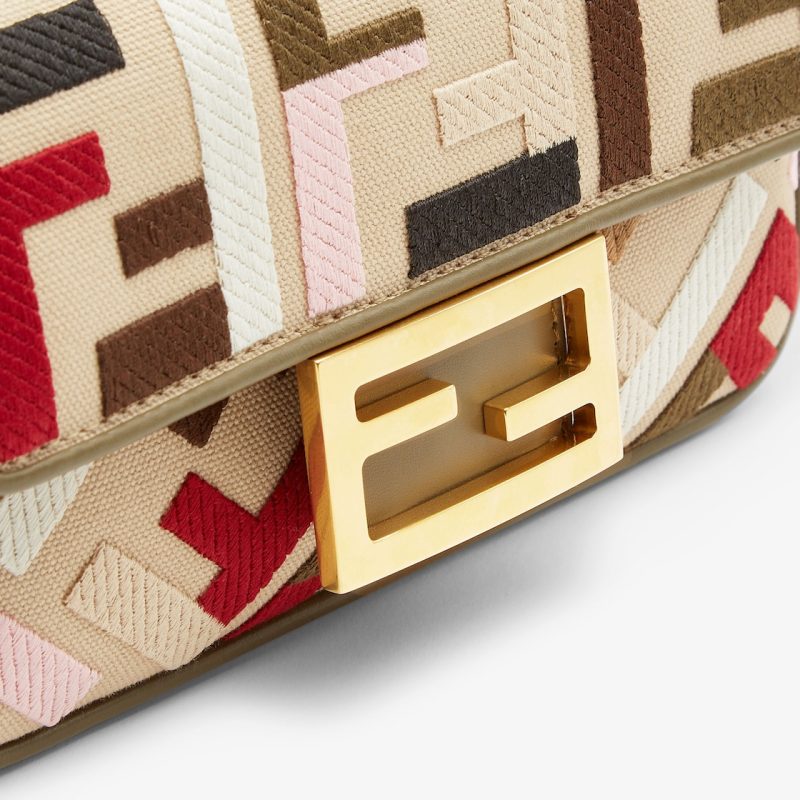 Baguette Mini Canvas Bag With Multicolor FF Embroidery - Image 5