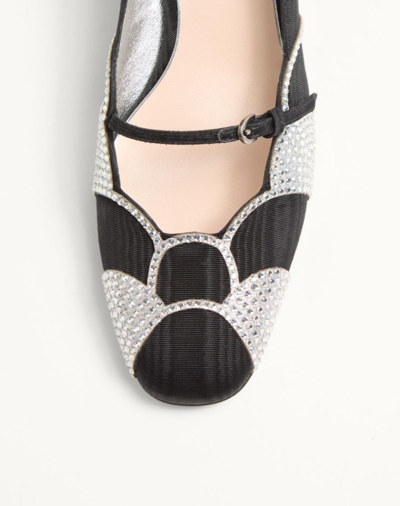 BOWOW PUMPS IN MOIR?? FABRIC WITH CRYSTALS 45MM - Image 8