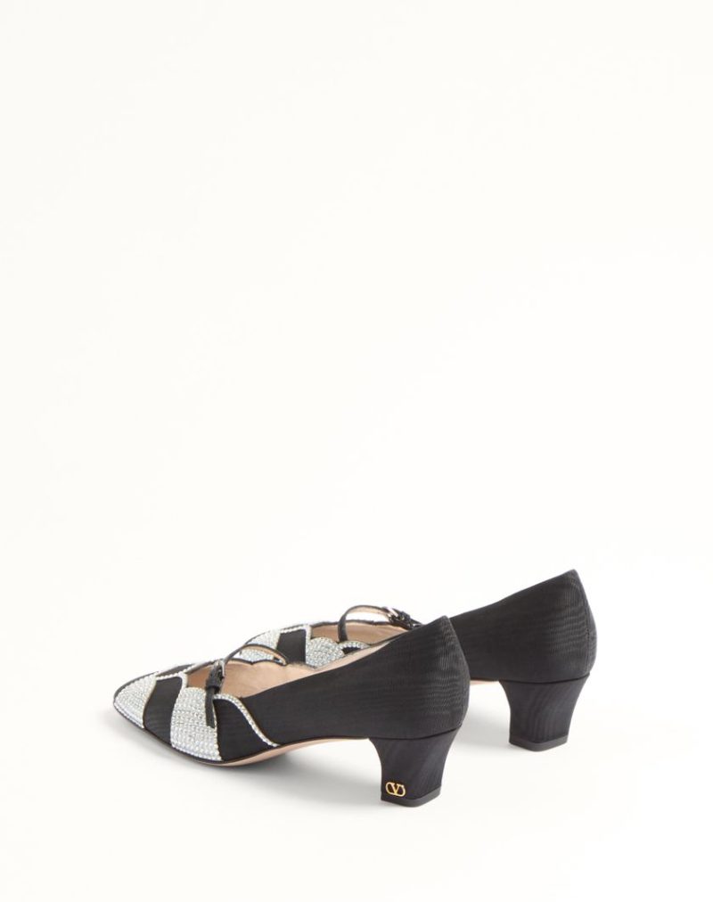 BOWOW PUMPS IN MOIR?? FABRIC WITH CRYSTALS 45MM - Image 2