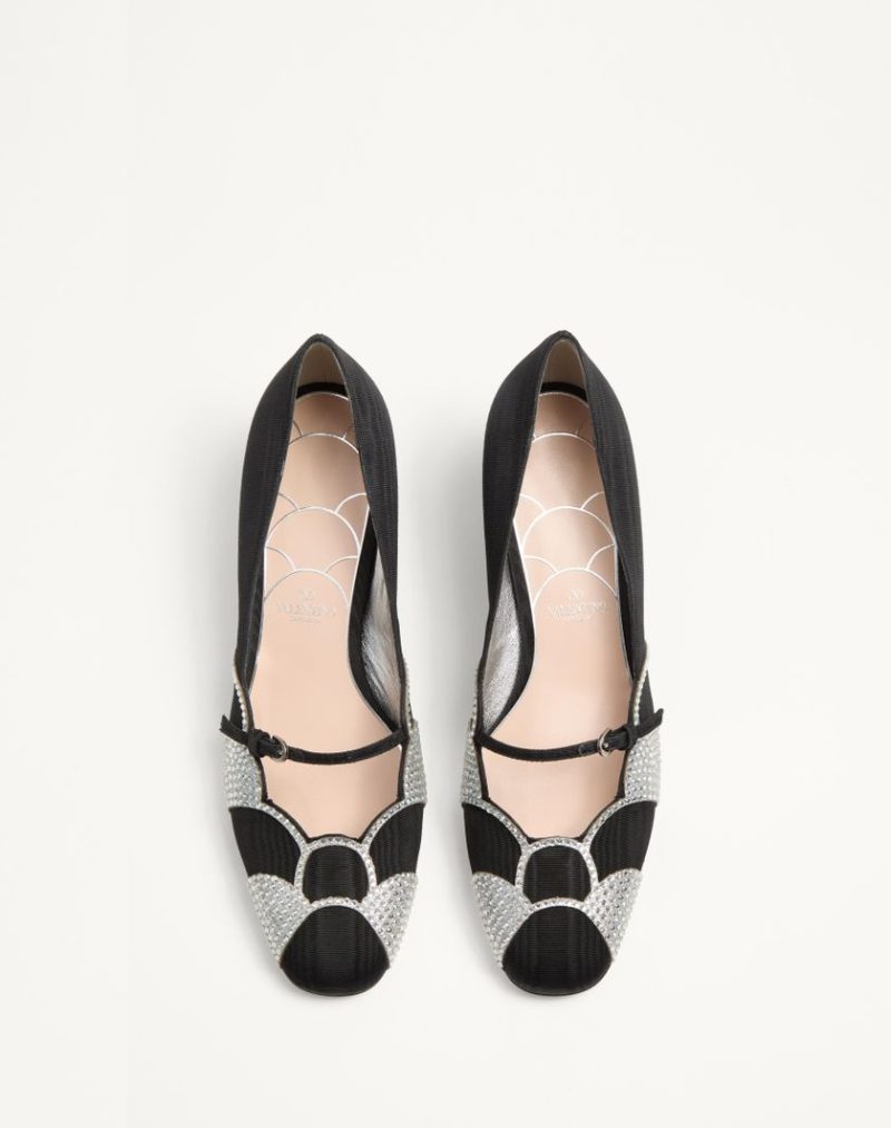 BOWOW PUMPS IN MOIR?? FABRIC WITH CRYSTALS 45MM - Image 3