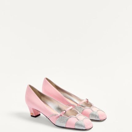 BOWOW PUMPS IN MOIR?? FABRIC WITH CRYSTALS 45MM