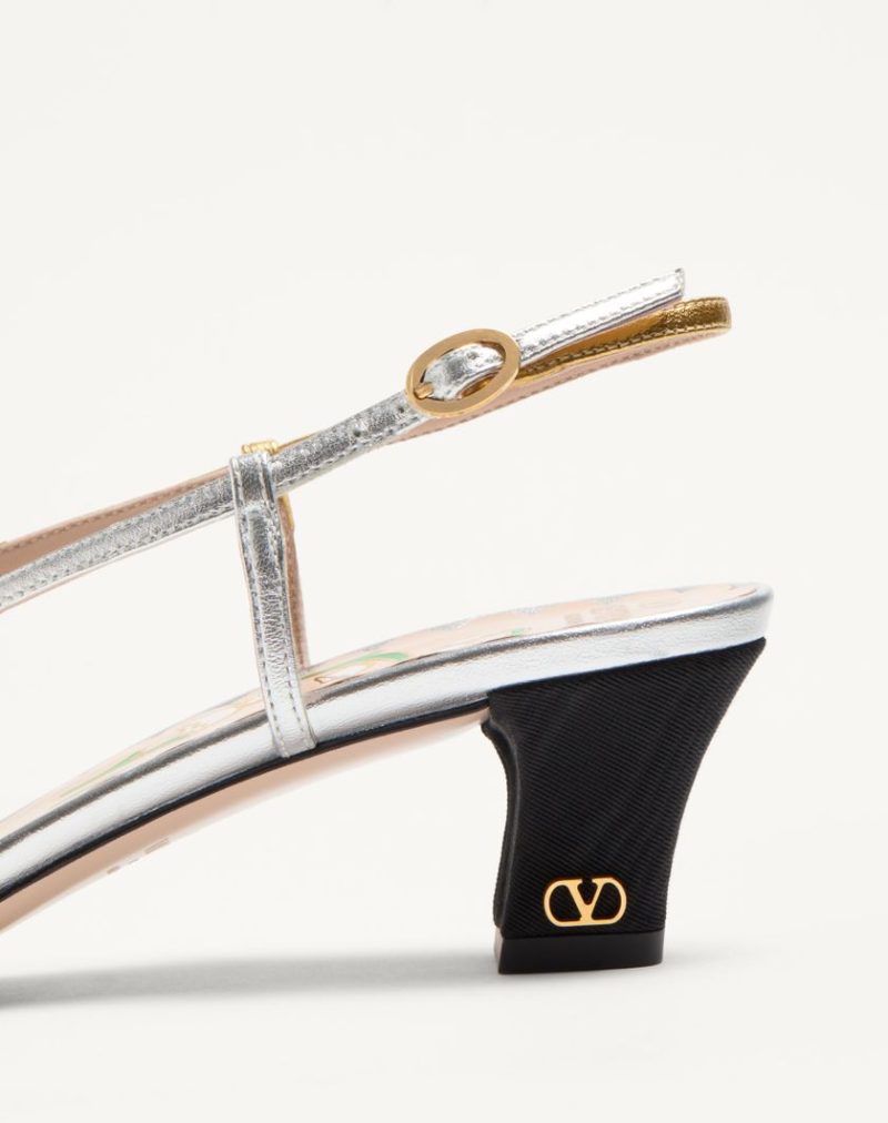 BOWOW SLINGBACK PUMPS IN MOIR?? FABRIC 45MM - Image 5