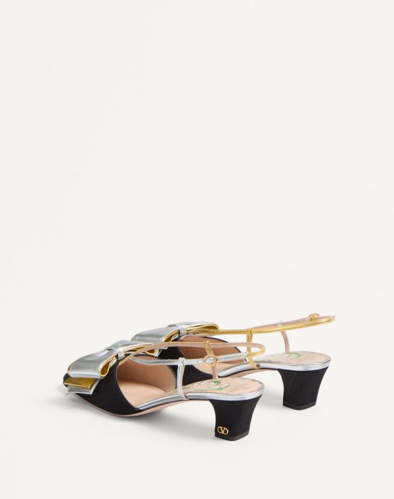 BOWOW SLINGBACK PUMPS IN MOIR?? FABRIC 45MM - Image 6