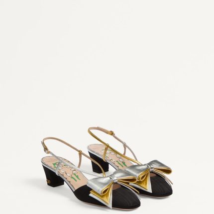 BOWOW SLINGBACK PUMPS IN MOIR?? FABRIC 45MM