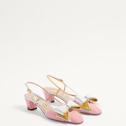 BOWOW SLINGBACK PUMPS IN MOIR?? FABRIC 45MM