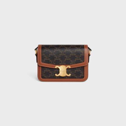TEEN TRIOMPHE BAG IN TRIOMPHE CANVAS AND CALFSKIN TAN