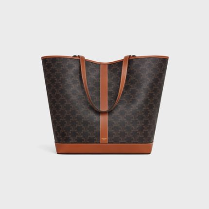MEDIUM CABAS IN TRIOMPHE CANVAS AND CALFSKIN TAN