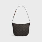 MEDIUM CELINE CROQUE BAG IN TRIOMPHE CANVAS AND CALFSKIN TAN