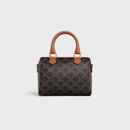 SMALL BOSTON IN TRIOMPHE CANVAS AND CALFSKIN TAN