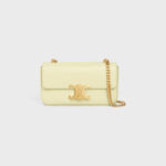 CHAIN SHOULDER BAG CLAUDE IN SHINY CALFSKIN LIGHT YELLOW