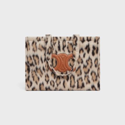 LARGE CABAS THAIS IN LEOPARD TEXTILE AND CALFSKIN LEOPARD