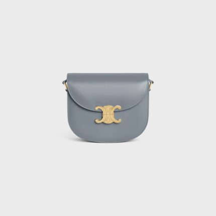 BESACE CLEA IN SHINY CALFSKIN BLUE GREY