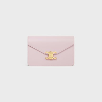 WALLET ON CHAIN MARGO IN SHINY CALFSKIN PASTEL PINK