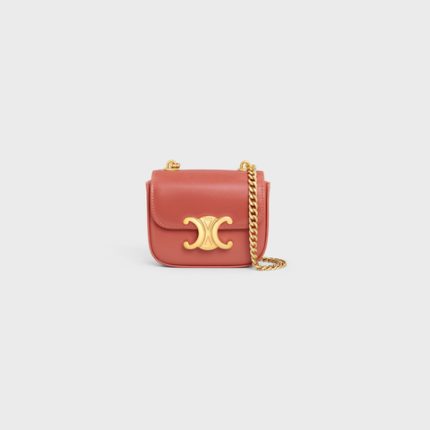 MINI CHAIN CLAUDE IN SHINY CALFSKIN RED CANYON
