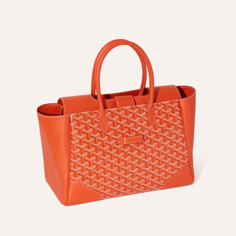 Goyard Saigon Tote Orange Goyardine Canvas Palladium Hardware - Image 4