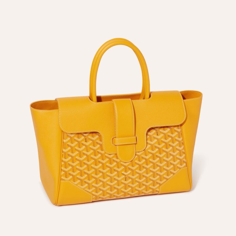 Goyard Saigon Tote Yellow Goyardine Canvas Palladium Hardware - Image 3