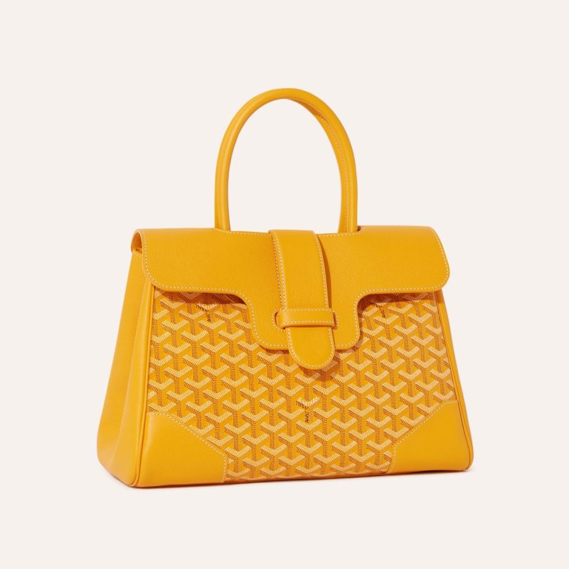 Goyard Saigon Tote Yellow Goyardine Canvas Palladium Hardware - Image 2