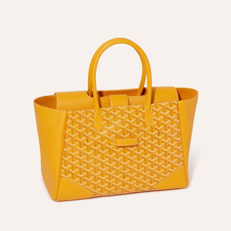 Goyard Saigon Tote Yellow Goyardine Canvas Palladium Hardware - Image 4
