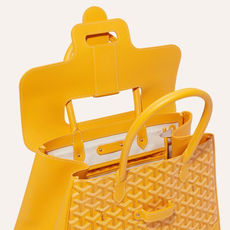 Goyard Saigon Tote Yellow Goyardine Canvas Palladium Hardware - Image 5