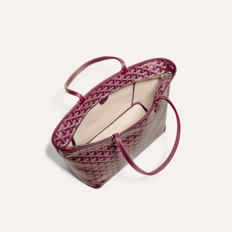 Goyard Goyardine Artois Tote PM Bordeaux Canvas & Chevroches Calfskin Palladium Hardware - Image 4