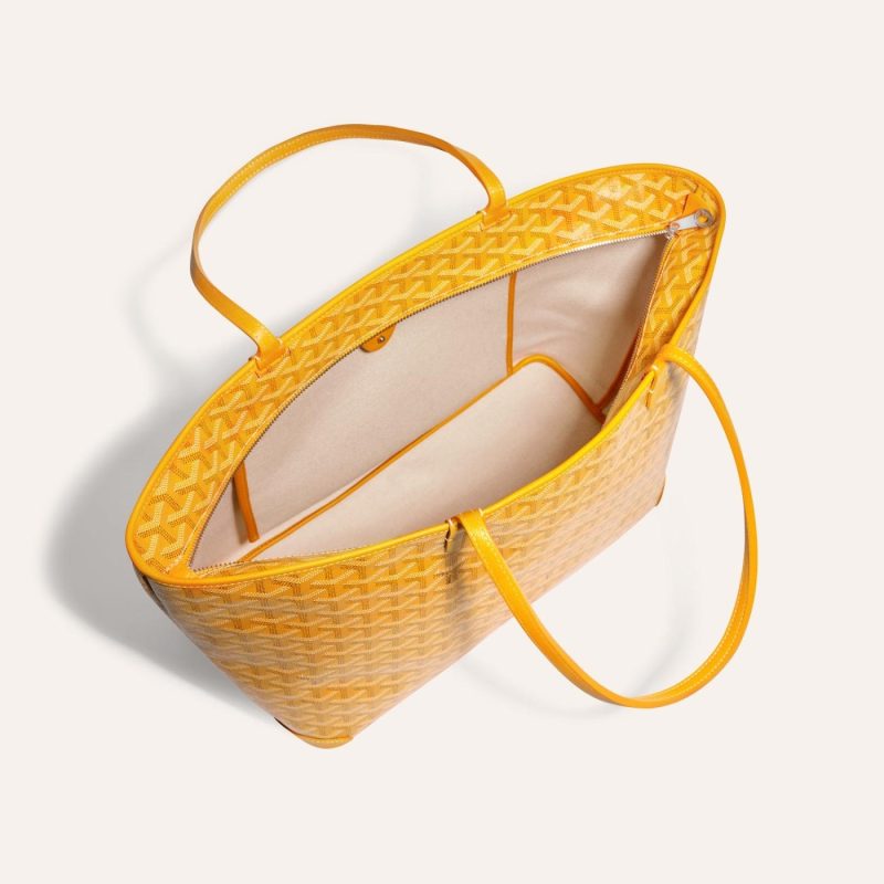Goyard Artois Tote MM Yellow Goyardine Canvas & Chevroches Calfskin Palladium Hardware - Image 4