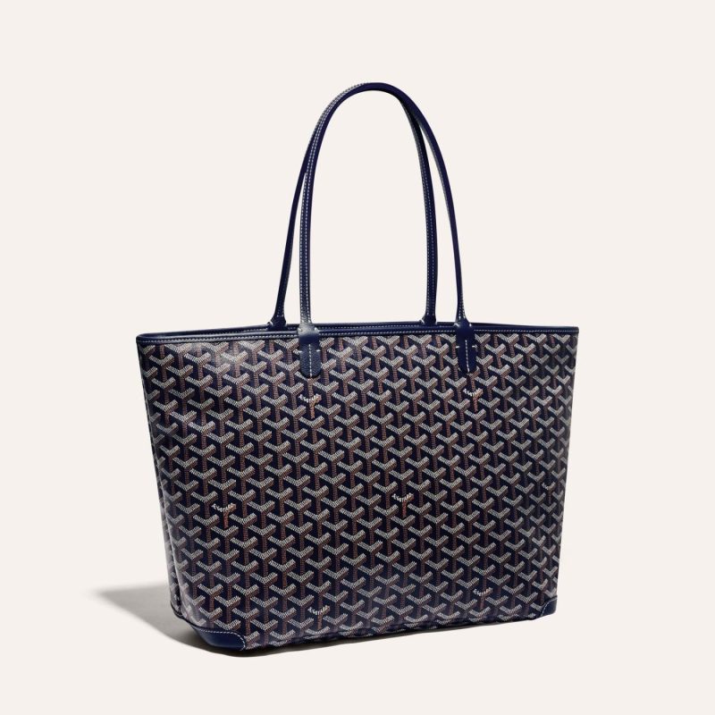 Goyard Artois MM Tote Navy Goyardine Canvas & Chevroches Calfskin Palladium Hardware - Image 2