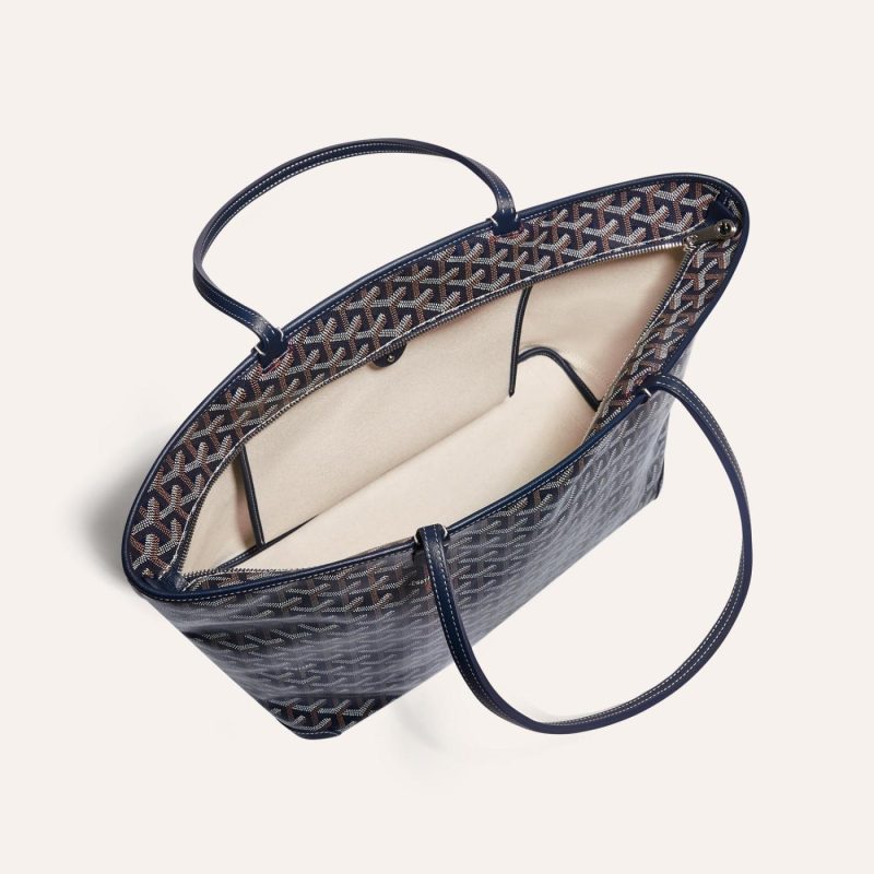 Goyard Artois MM Tote Navy Goyardine Canvas & Chevroches Calfskin Palladium Hardware - Image 4