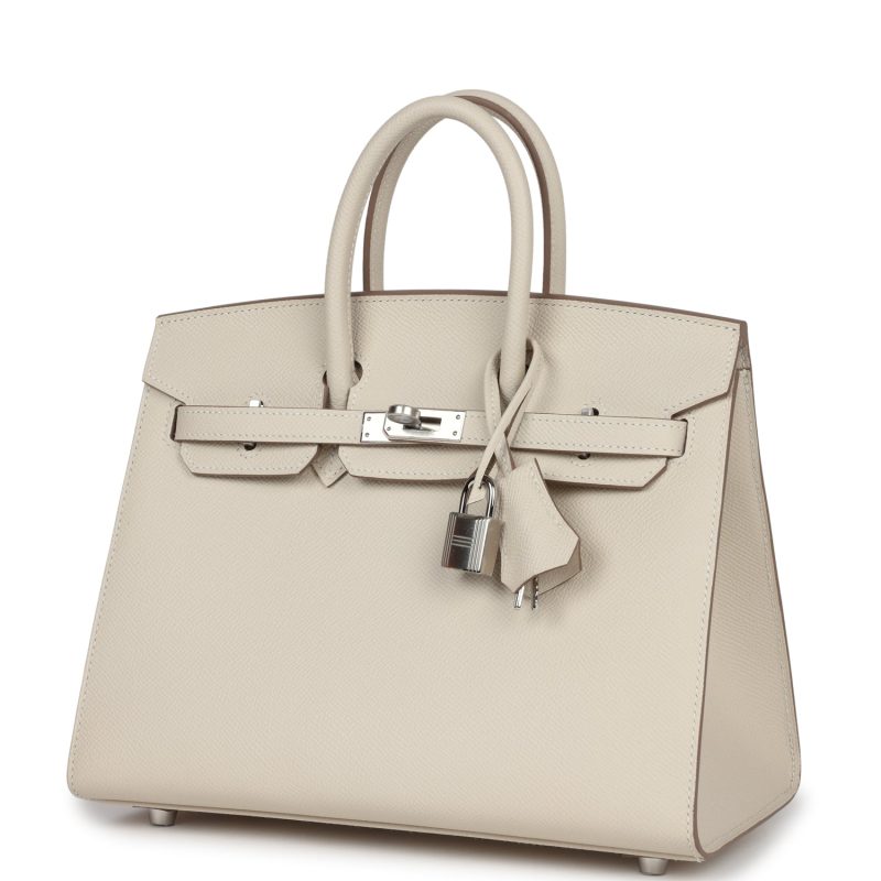 Hermes Birkin Sellier 25 Craie Epsom Palladium Hardware - Image 5