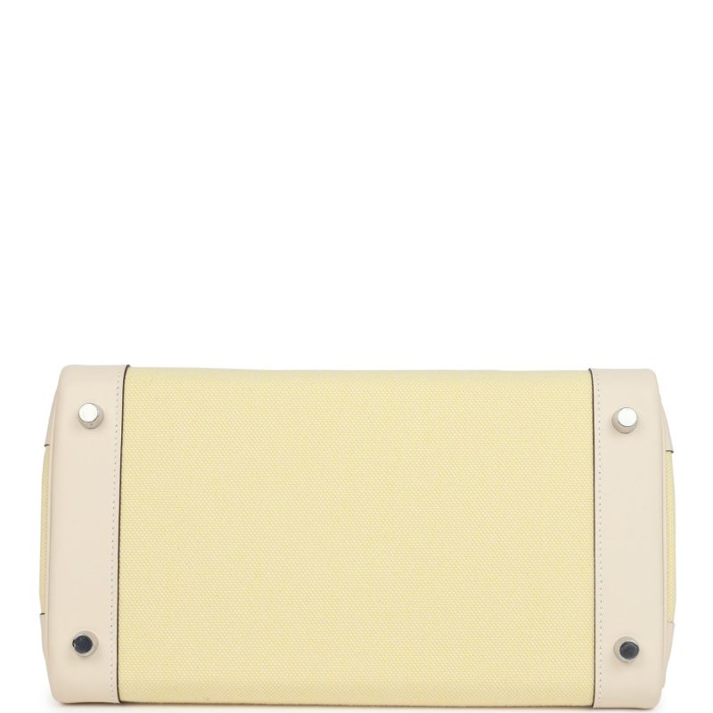 Hermes Birkin 30 Nata Swift and Jaune Poussin Toile Palladium Hardware - Image 5