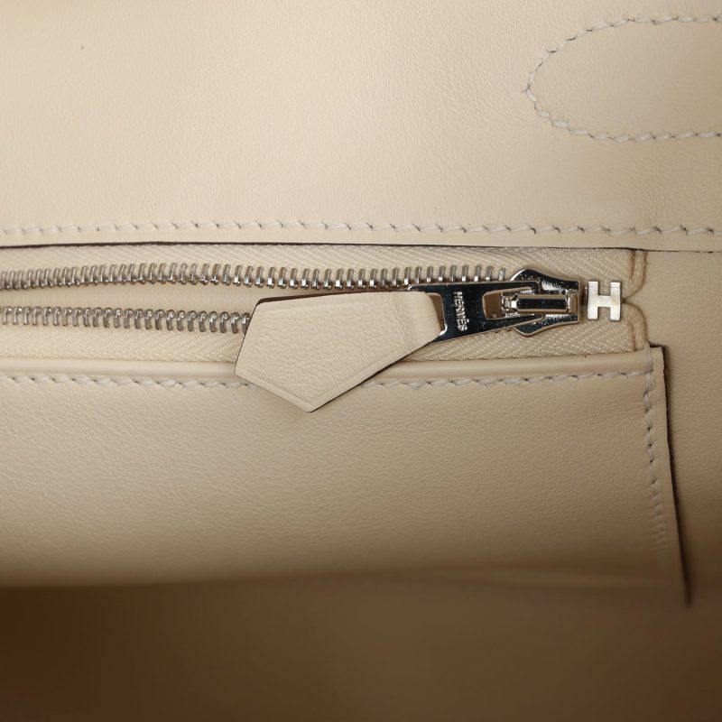 Hermes Birkin 30 Nata Swift and Jaune Poussin Toile Palladium Hardware - Image 8