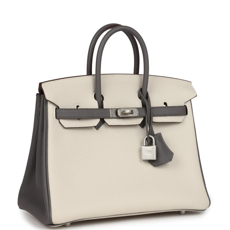 Hermes Special Order (HSS) Birkin 25 Beton and Etain Togo Brushed Palladium Hardware - Image 2
