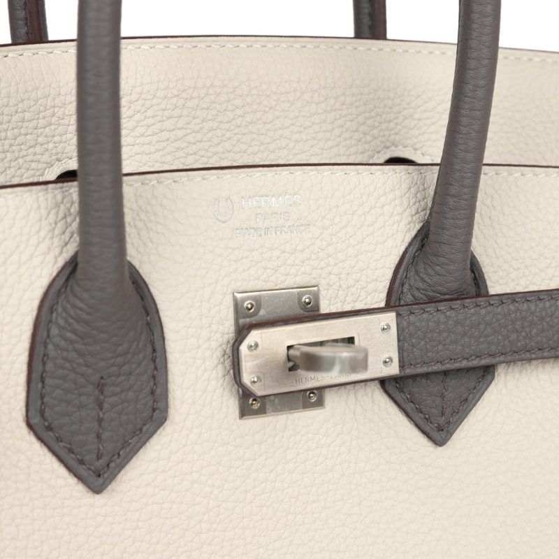 Hermes Special Order (HSS) Birkin 25 Beton and Etain Togo Brushed Palladium Hardware - Image 6