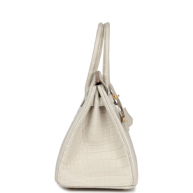 Hermes Birkin 30 Beton Matte Porosus Crocodile Gold Hardware - Image 3