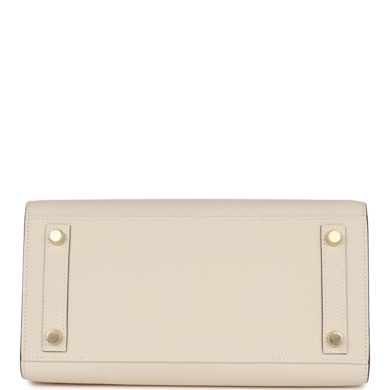 Hermes Special Order (HSS) Birkin Sellier 25 Craie and Gris Asphalte Epsom Brushed Gold Hardware - Image 5