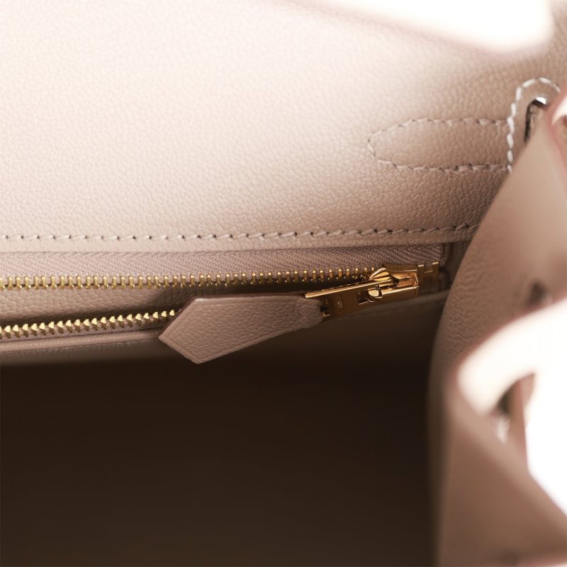 Hermes Special Order (HSS) Birkin Sellier 25 Craie and Gris Asphalte Epsom Brushed Gold Hardware - Image 7