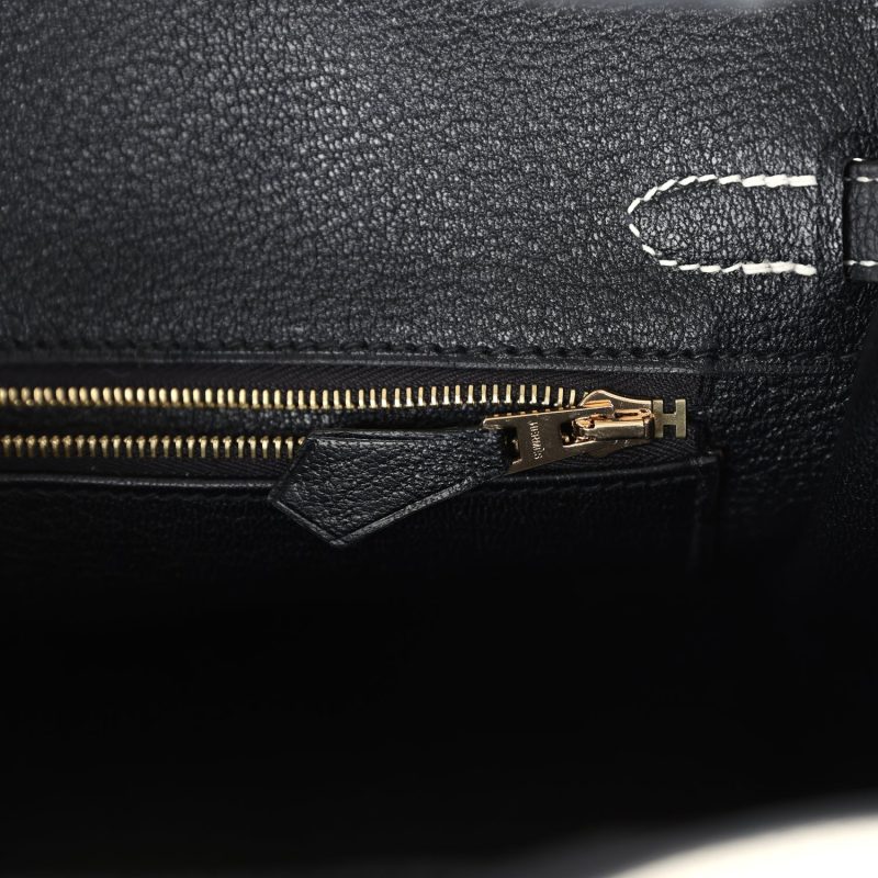 Hermes Special Order (HSS) Birkin 25 Craie and Black Togo Brushed Gold Hardware - Image 8