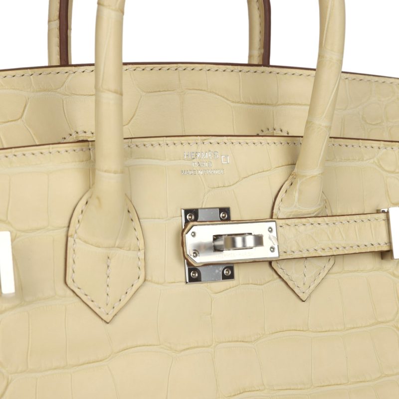 Hermes Birkin 25 Vanille Matte Alligator Palladium Hardware - Image 6